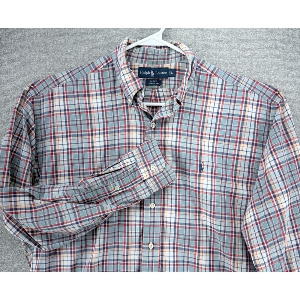 Ralph Lauren Blake Shirt Men Size Large Plaid Multicolor Long Sleeve Button Up